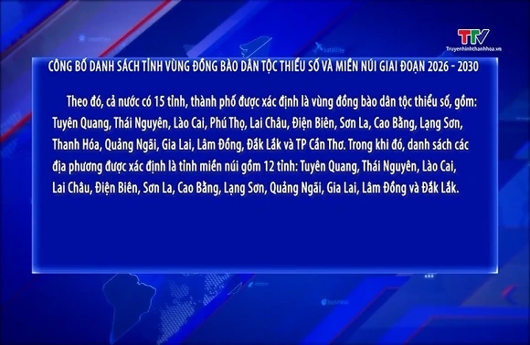 Công bố danh sách tỉnh vùng đồng bào dân tộc thiểu số và miền núi giai đoạn 2026 – 2030