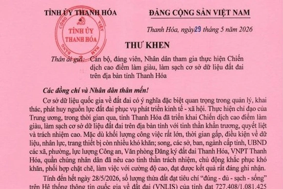 Thư khen của đồng chí Bí thư Tỉnh ủy