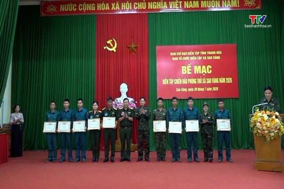 Hoàn thành diễn tập chiến đấu phòng thủ xã Sao Vàng năm 2026