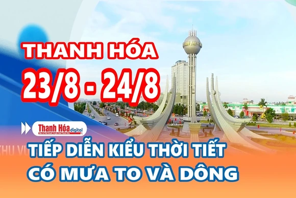 Dự báo thời tiết đêm 23 ngày 24/8: Thanh Hóa tiếp tục có mưa rất to và dông
