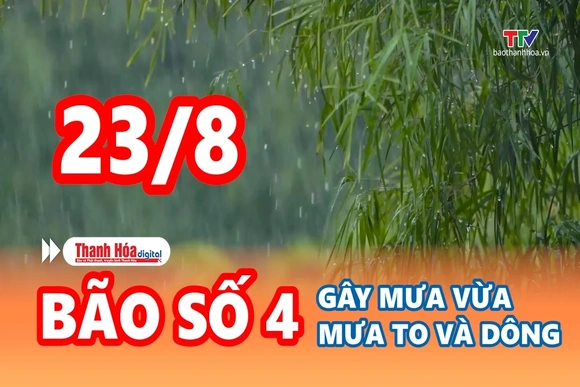 Cảnh báo thiên tai và thời tiết ngày 23/8/2026: Bão số 4 gây mưa vừa, mưa to và dông