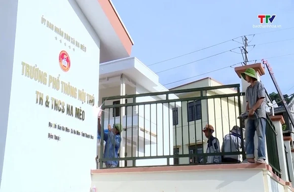 Vượt khó thi công trường Phổ thông nội trú Tiểu học và THCS Na Mèo