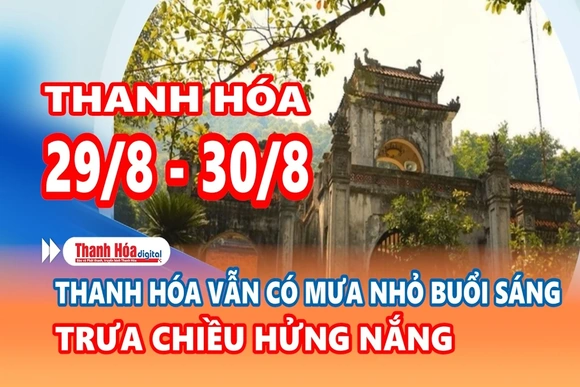 Dự báo thời tiết đêm 29 ngày 30/8: Thanh Hóa vẫn có mưa buổi sáng, trưa chiều hửng nắng