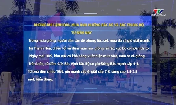 Không khí lạnh đầu mùa ảnh hưởng Bắc Bộ và Bắc Trung Bộ từ đêm nay (9/9/2026)