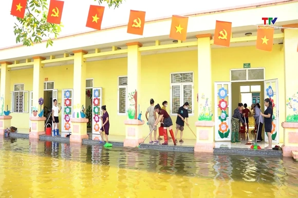Các trường học trên địa bàn xã Tống Sơn khẩn trương khắc phục sau lũ