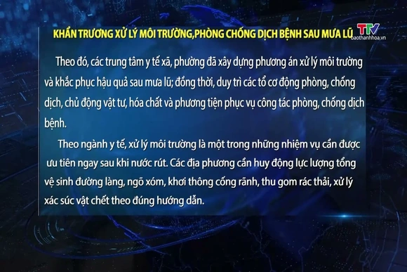 Khẩn trương xử lý môi trường, phòng chống dịch bệnh sau mưa lũ