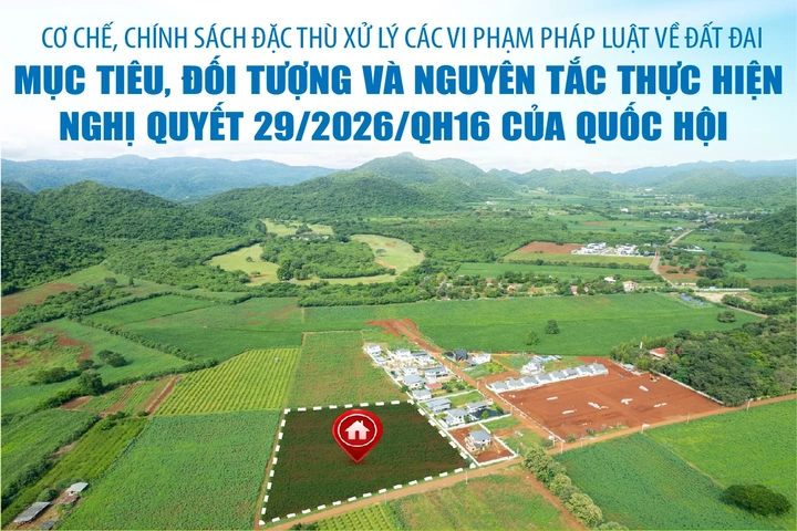 Cơ chế, chính sách đặc thù xử lý các vi phạm pháp luật về đất đai: Mục tiêu, đối tượng và nguyên tắc thực hiện Nghị quyết 29/2026/QH16 của Quốc hội